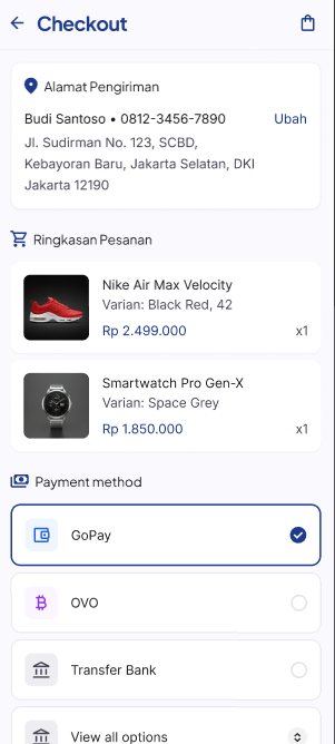 Tampilan Checkout